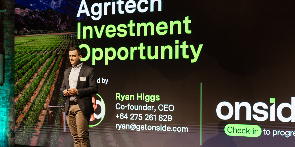 Ryan Higgs Co-Founder and CEO of Onside pitching at the Investor Pitch Dinner 2022